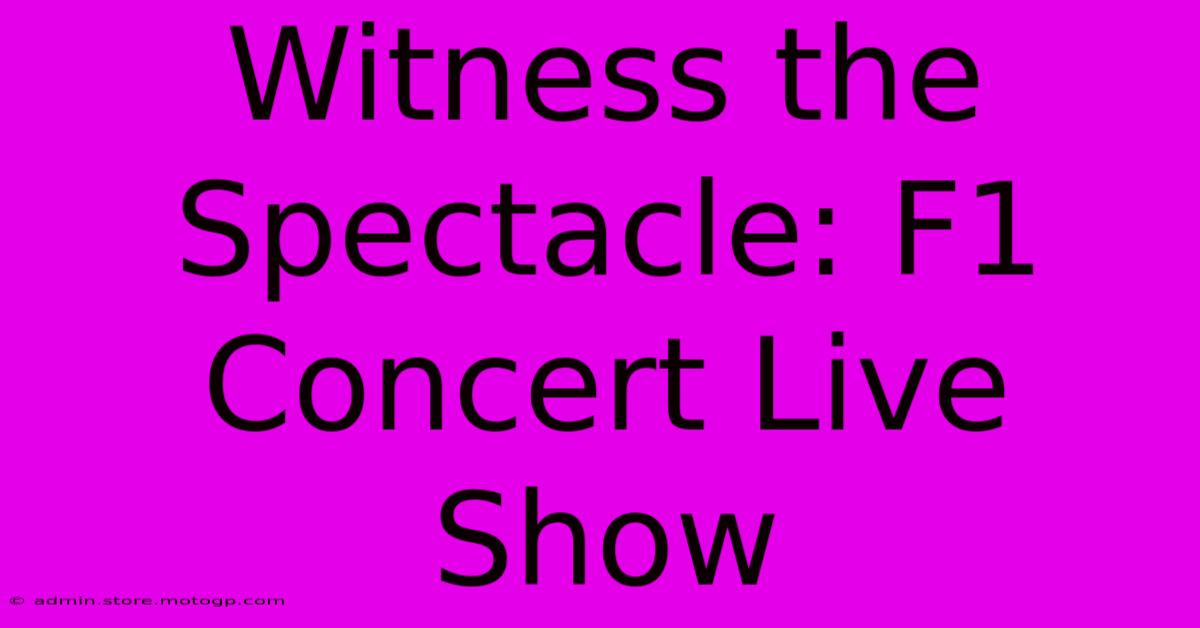 Witness The Spectacle: F1 Concert Live Show