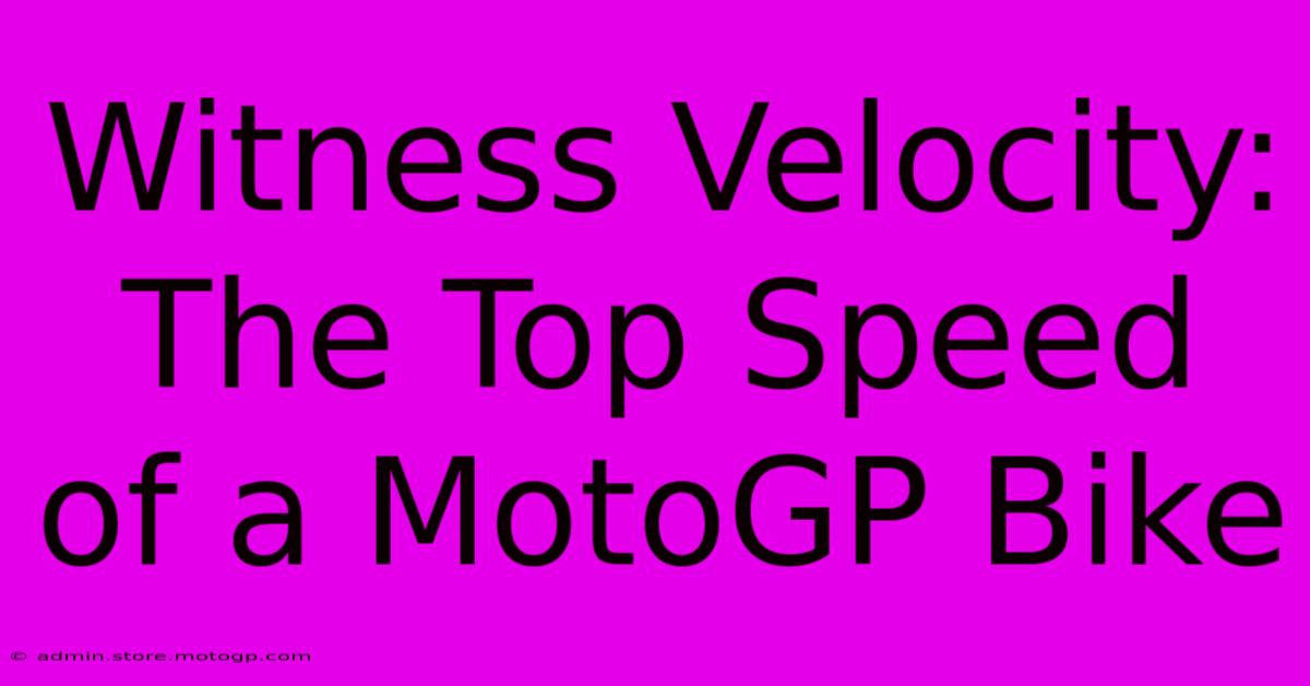 Witness Velocity: The Top Speed Of A MotoGP Bike