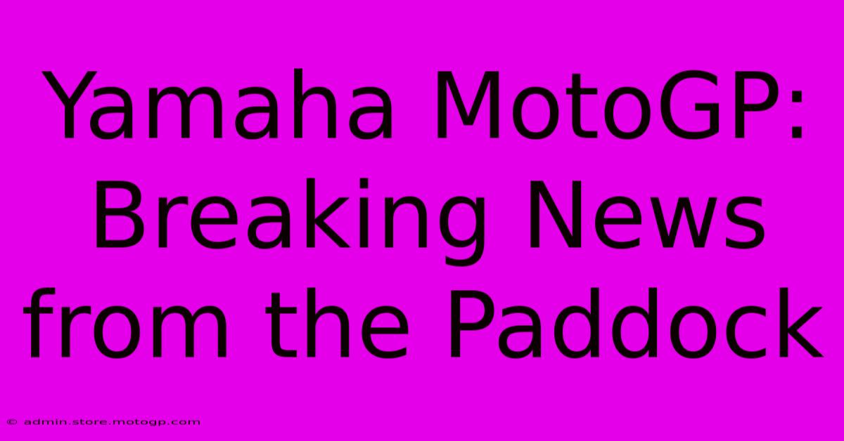 Yamaha MotoGP: Breaking News From The Paddock