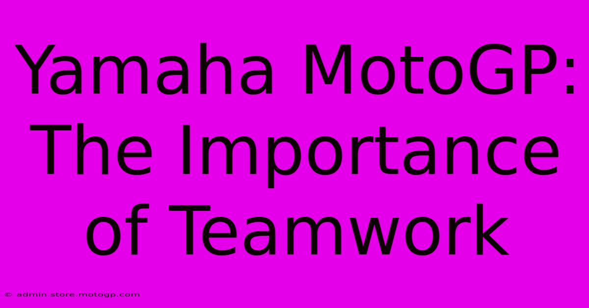 Yamaha MotoGP: The Importance Of Teamwork