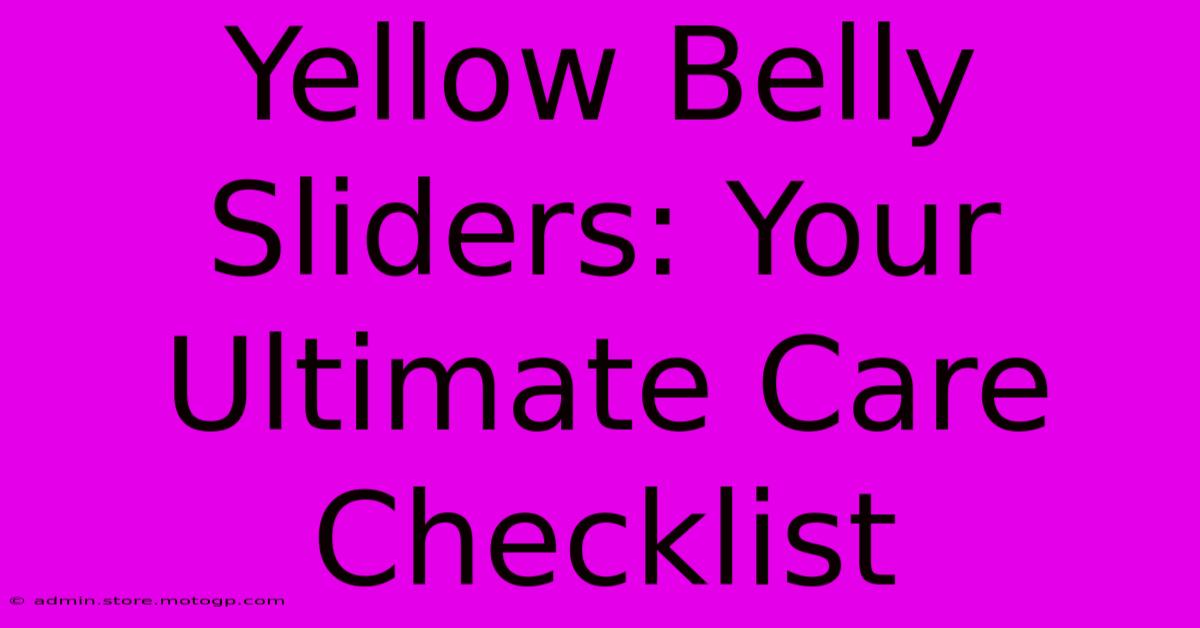 Yellow Belly Sliders: Your Ultimate Care Checklist