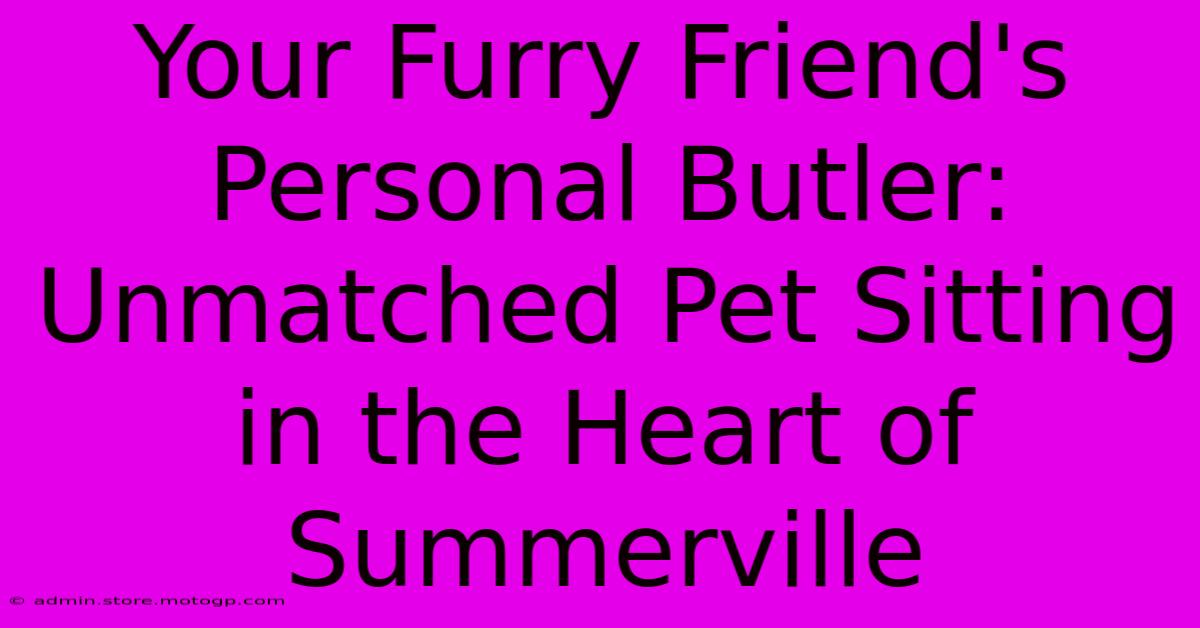 Your Furry Friend's Personal Butler: Unmatched Pet Sitting In The Heart Of Summerville