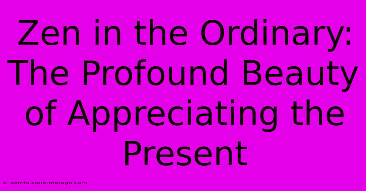 Zen In The Ordinary: The Profound Beauty Of Appreciating The Present